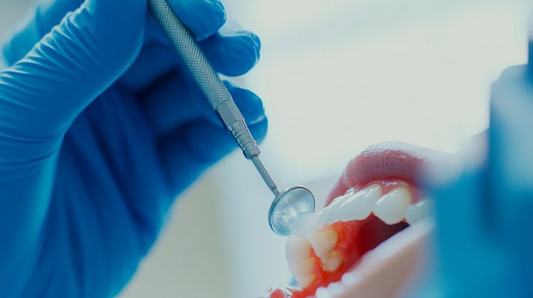 Patient receiving fluoride treatment at Downtown Plaza Dental in Sacramento, CA.